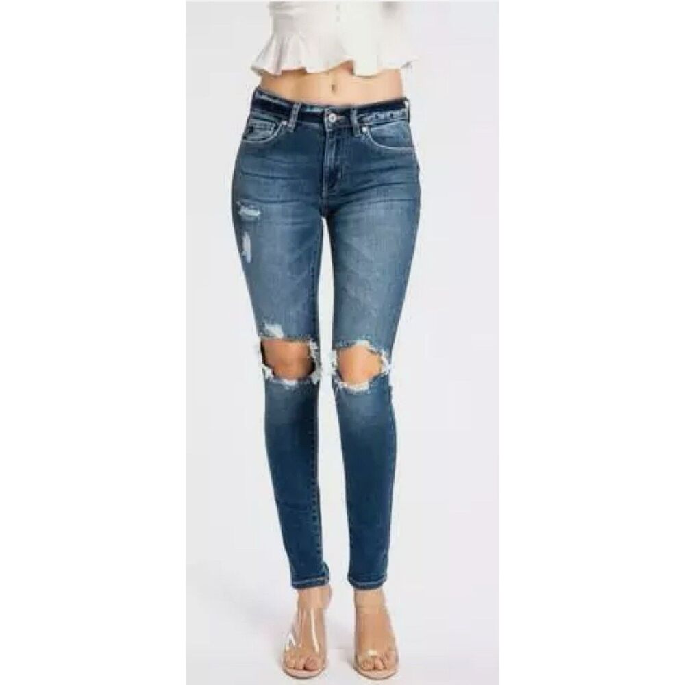 NEW KanCan Jeans Womens Size 3X Midrise Distressed Gemma‎ Skinny NWT